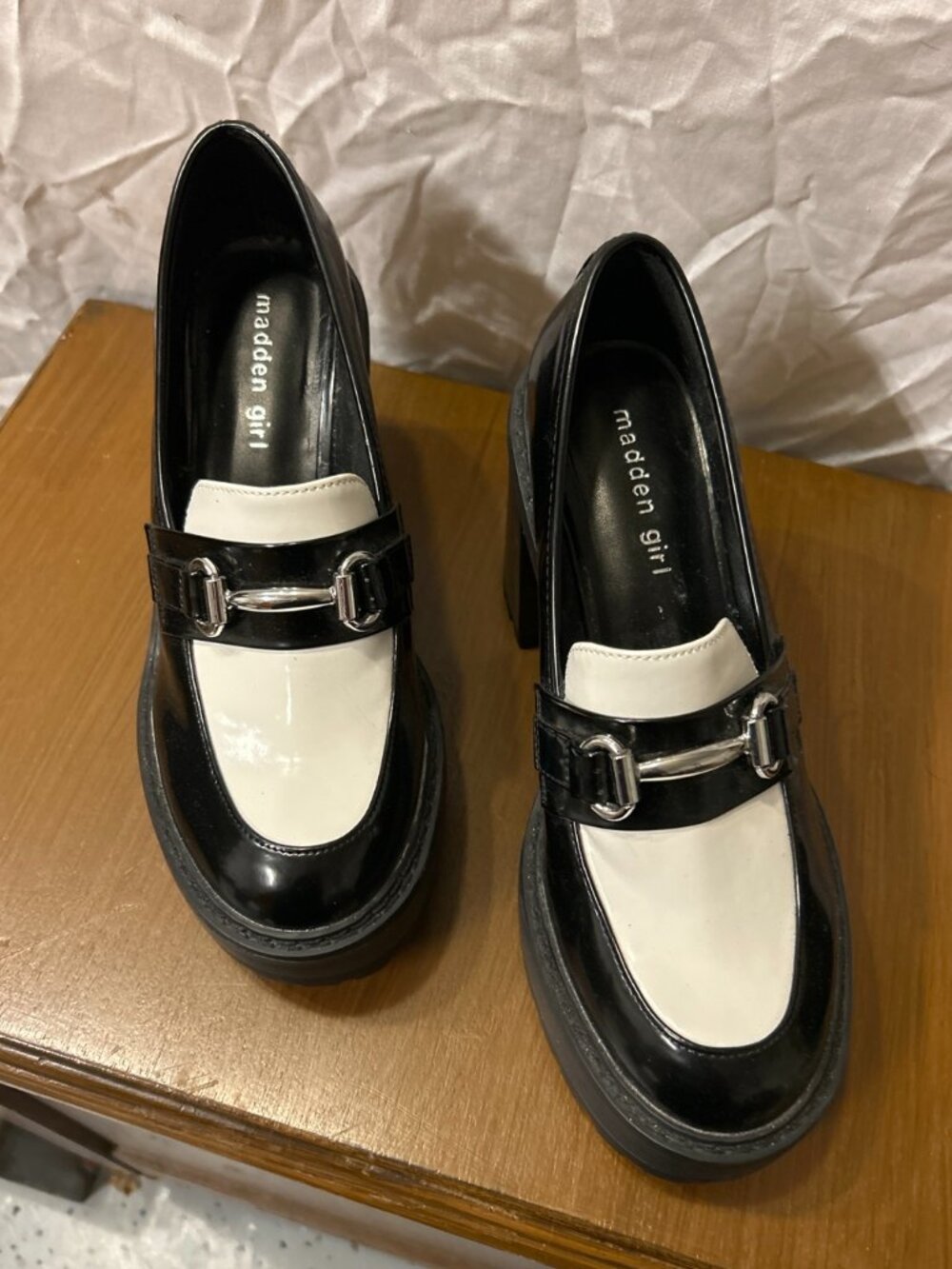 Madden Girl black/white chunky loafers Size 8 - Picture 3 of 3
